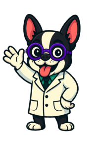 Dr. Turdstein Mascot Turd Nerds mascot waving – dog poop removal services for Austin pet owners